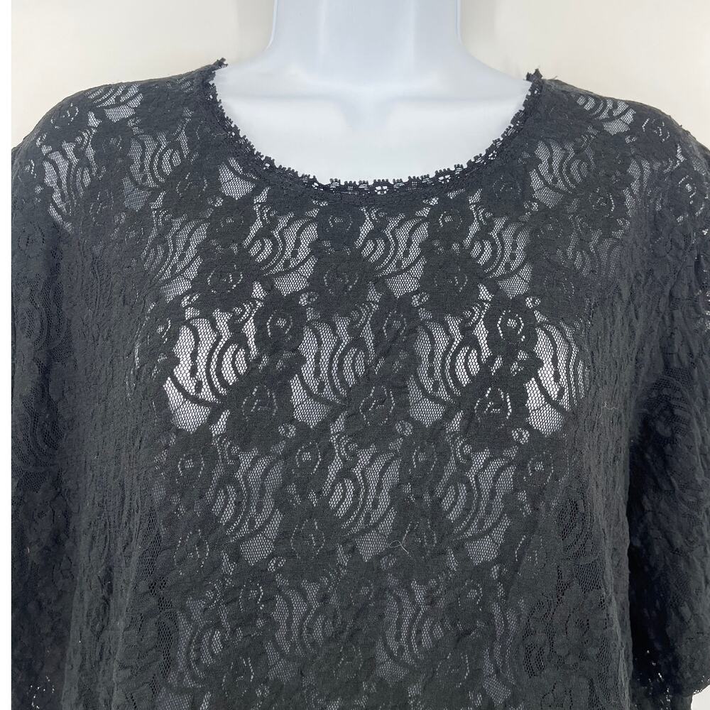 Sheer Black Lace Dark Romantic Womens Top Sz XL WhimsGoth Victorian Coquette - Picture 2 of 8